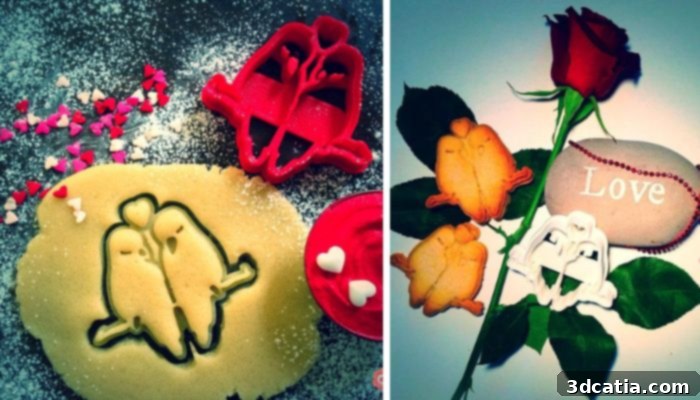 3D printed lovebirds cookie cutter