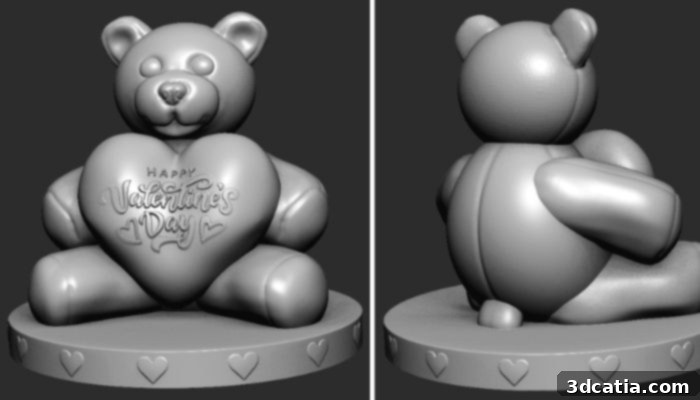 3D printed Valentine bear holding a heart