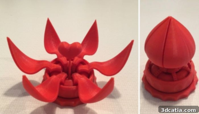 3D printed blooming flower gift box