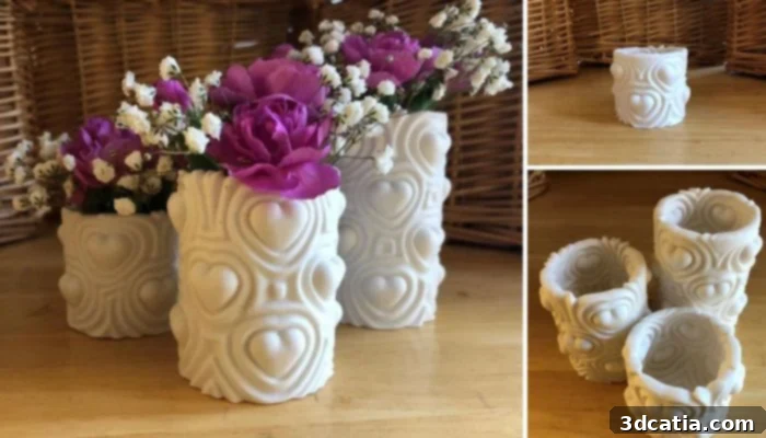 3D printed heartbeat vase