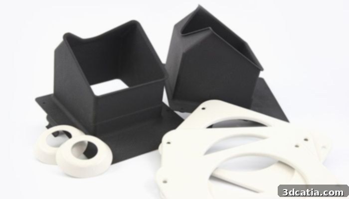 Airworthy parts made of flame-retardant PA 2241 FR material by Materialise