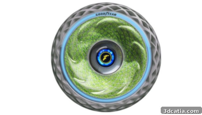Oxygene, a sustainable tire concept by Goodyear, integrating moss and 3D printing