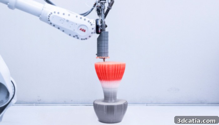 3D printing of the Robotica TM stool by Ross Lovegrove, showing the intricate details