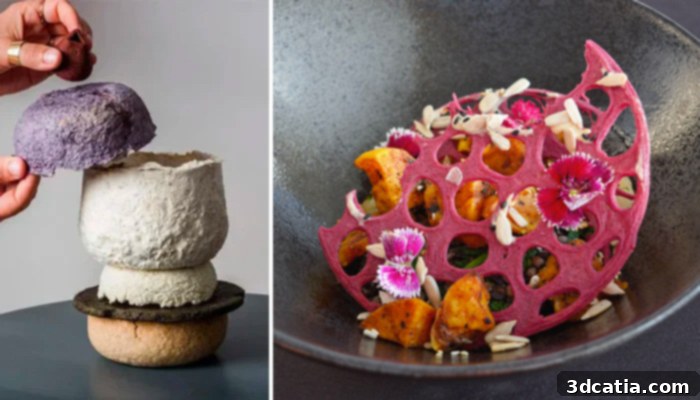 3D printed plate from food waste (Upprinting Food) and Wasteware tableware