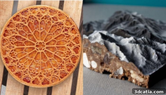 Cutting-Edge Applications in Food 3D Printing 7 3D printed cake decorated with intricate details