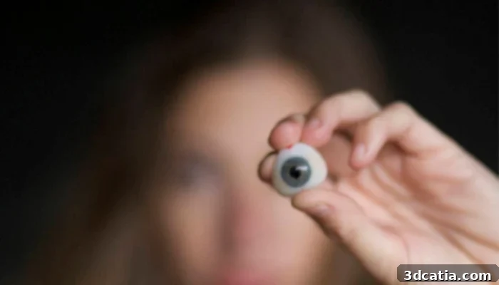 Detailed view of a 3D Printed Eye prosthesis
