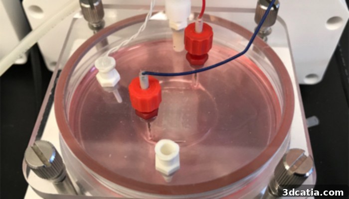 BIOLIFE4D's advanced bioprinter in operation, crafting complex biological structures.