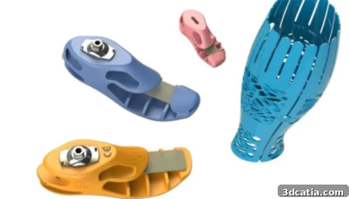A digitally designed custom orthosis on the Mecuris platform, showcasing personalization capabilities.