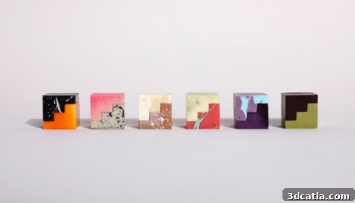 Universal Favorite's innovative 3D printed modular chocolates showcasing their unique staircase design and interlocking capabilities