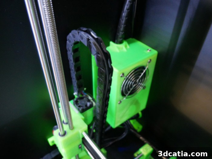 Internal cabling and 3D printed components of Volumic STREAM 30 Pro MK2