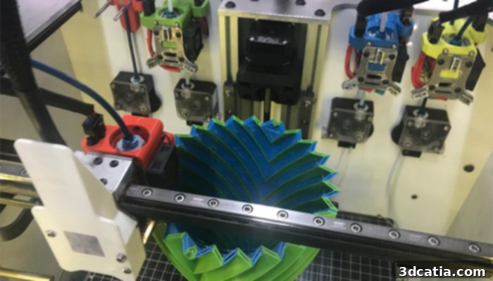 E3D Tool-Changer with four changeable heads demonstrated at TCT Show 2018