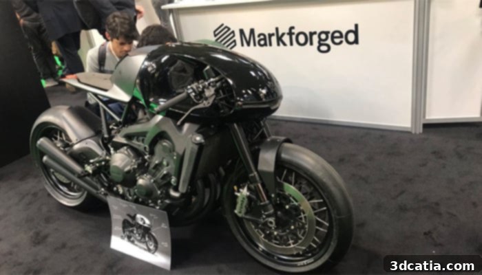 Markforged motorcycle featuring 3D printed parts at TCT Show 2018