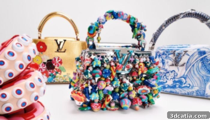 Louis Vuitton Capucines Mini Mushroom bag with 3D printed elements designed by Takashi Murakami