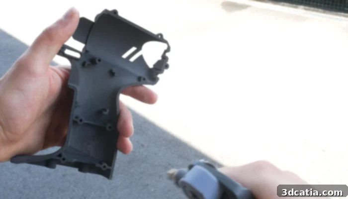 Detailed view of SLS printed parts
