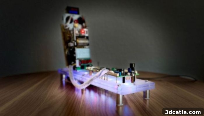 A 3D printed circuit board for ticket validators created by DB Kommunikationstechnik, demonstrating the application of additive manufacturing in electronics.