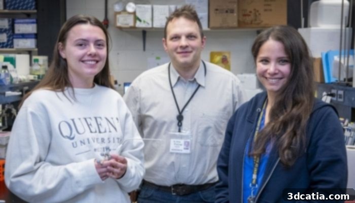 (From left to right) PhD student Kaytlin Andrews, Dr. James Purzner, and Dr. Teresa Purzner are the inventors of the biopsy capsule.