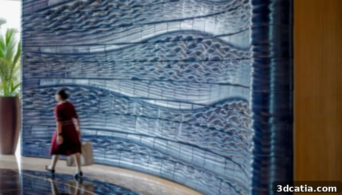 The installation itself is said to evoke the movement of waves.