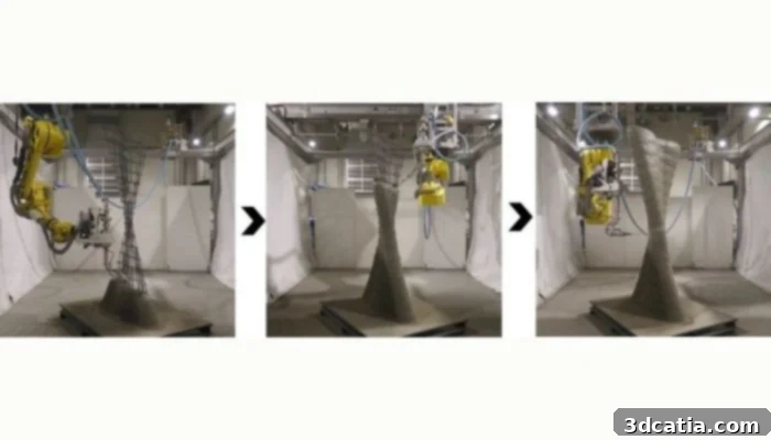 Twisted Concrete Wall Printed by Shimizu's System