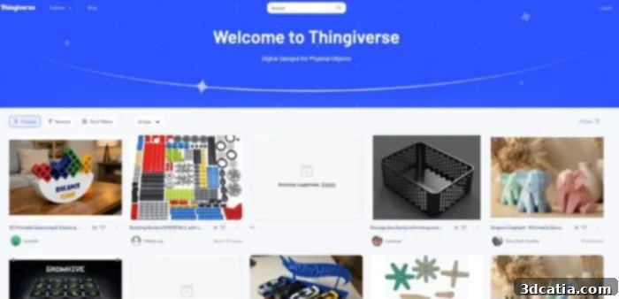 The Thingiverse Homepage