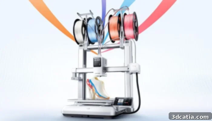 The 3D printer can handle up to 4 colors