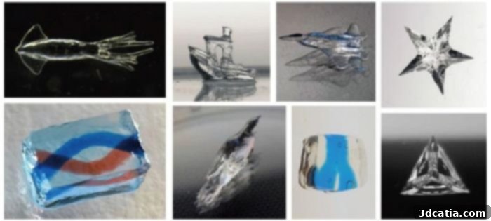 Examples of parts printed with DISH 3D printing