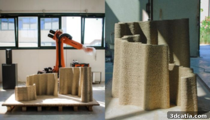 Corn Husk Concrete: 3D-Printed Green Construction 3 CORNCRETL 3D printed structure
