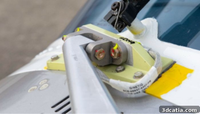 3D printed hinge attached to an A109S helicopter