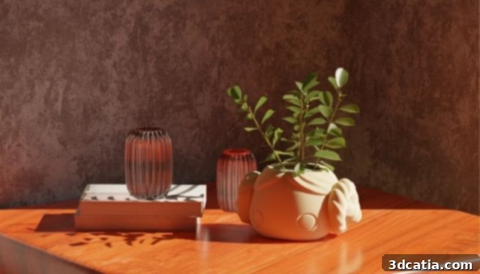 A 3D printed planter shaped like Princess Leia's head, with plants in her iconic hair buns