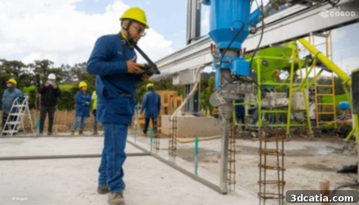 COBOD Bod2 3D printer building a house in Colombia