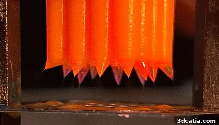 Close-up of 3D printed electrospray nozzles developed by MIT