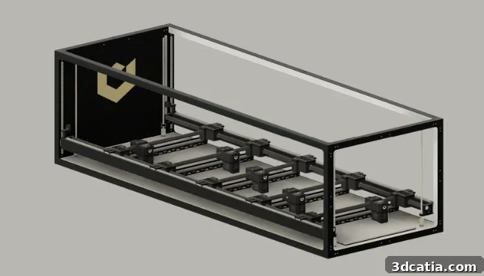 CAD model of a multi-gantry machine using Tesseract linear motors 