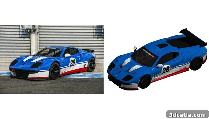 Ligier JS2 R: press photo and textured Meshy model