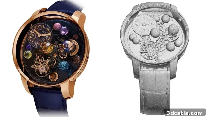 Jacob and Co Astronomia: studio image and Meshy model dial